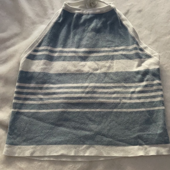 blue knit brandy halter with white stripes - Picture 2 of 3